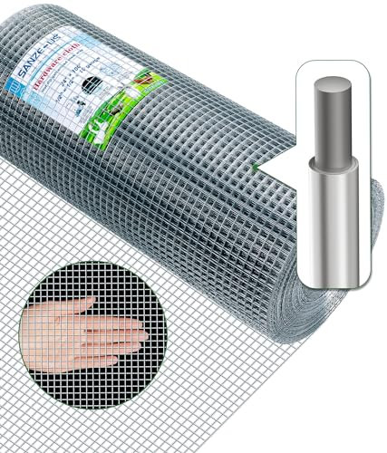 Hardware Cloth,1/2inch 48inx50ft 19 Gauge,Double-Layer Hot-Dip Galvanizing After Welding,Chicken Wire Fence Wire Mesh Fence Poultry Netting Garden Fence Tree Guard Wire Fence Rolls