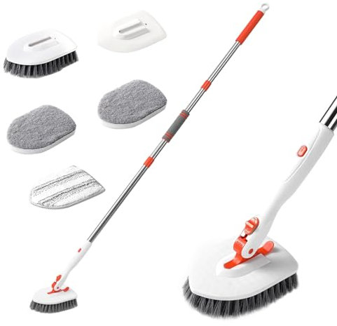 Schrubber mit Stiel Reinigungsbürste Bad Schrubberbürste 133cm Wannen und Fliesenbürste Dusche Reinigungsbürste Bad Bodenschrubber für Badezimmer Badewanne Küche Glas Baseboard Fliesen (C)