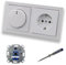 REV Ritter LED Drehdimmer Dimmer + Busch Jäger Dimmerscheibe 6540-84-102 und Steckdose 20EUC-84 in Future Linear Studioweiß glänzend inklusive EBROM Phasenprüfer zur Montage der Geräte ET1 66012B