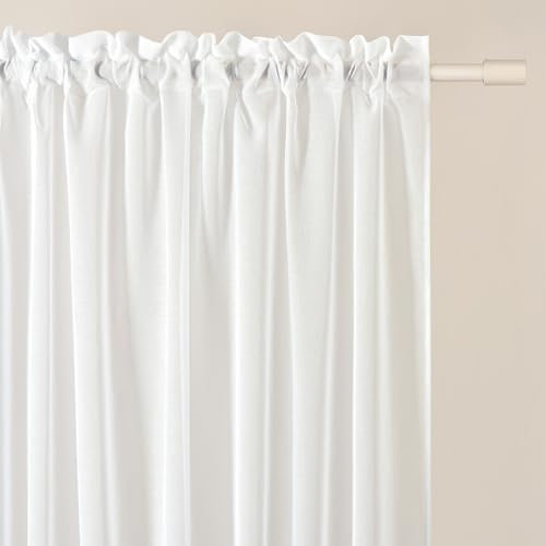 ROOM99 Gardine mit Kräuselband Novelia 350 x 250 cm Breite x Höhe Wohnzimmer Transparent modern Vorhang Schal Wohnzimmer Schlafzimmer für Schinensystem Weiß glatt, 1 Stück