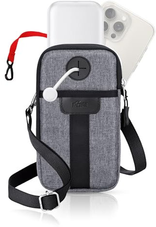 Travel Cell Phone Pouch, Dual Phone Holster Crossbody Bag with Shoulder Strap for iPhone 15 14 13 Pro Max Plus Passport ID Card, Universal Smartphone Walking Purse Passport Wallet Belt Pouch Holder
