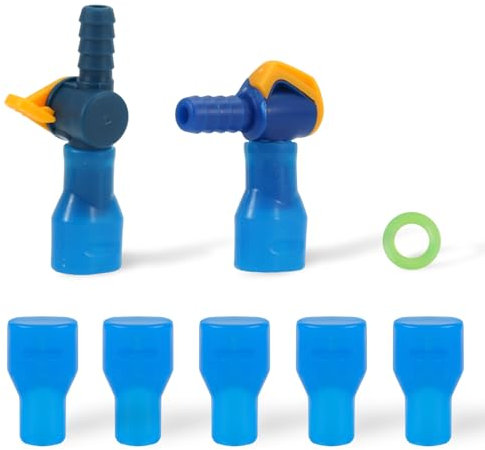 8stk Beißventil mit 2 Geraden und Abgewinkelten Schlauchverbindern für Camelbak, Blasenersatz Inklusive Schlauch-O-Ring für Wasserreservoir-Trinkblase Rucksack-Trinkblase (Hellblau)