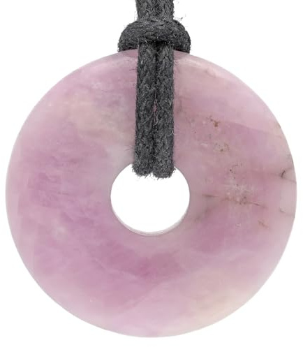 Lebensquelle Plus Edelstein Donut Ø 30 mm + Baumwollband | Naturstein Anhänger Halskette | Echte Heilsteinkette inkl. Band