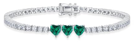 Leva Jewkis Sterling Silber Herz Edelstein Tennis Armbänder für Frauen Geburtsstein Charme Lange 5A Zirkonia Edler Schmuck für Daily Waer 7 Zoll