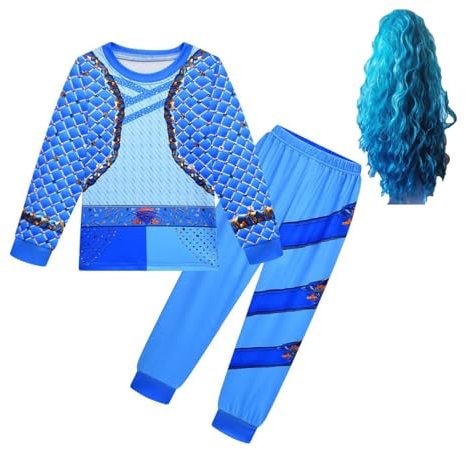 DGMYFY Descendant 4 The Rise of Red Kostüm Kinder Cosplay CHL0E Kostüme Mädchen mit Perücke Halloween Karneval Kostüme Alter 3-13