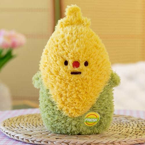 champracer 20 cm Kuscheltier Plüschtier Kissen Gemüse Obst-und Gemüsesorten aus Plüsch,Mini-Gemüse- und Obst-Plüschpuppen, weich und flauschig, Mehrfarbig Kaufladen und Kinderküche ür Mädchen (Mais)