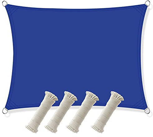 Tenda parasole rettangolare impermeabile per giardino, patio, piscina, esterni, con corda inclusa, blu, 2 x 3 m