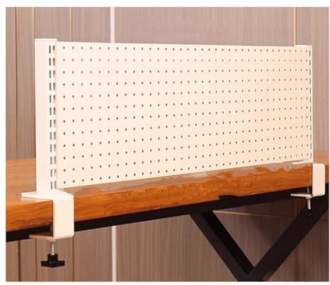 XILYZMO Lochwand Sichtschutzwand, Klemmbare Schreibtisch Pegboard, Metall Pegboard Organizer, Klemmbare Büro- Sichtschutzwand, Ohne Bohren(B- 106x30cm)