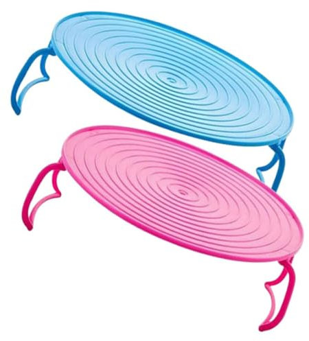 Plateau Rond Cuiseur Vapeur Rack | 2 pcs Plateau Micro Onde | Double Couche Vapeur Rack Support de Plateau de Cuisson en Plastique avec Jambe Pliable Ustensiles Cuisine
