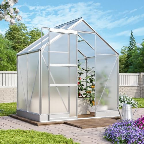 Vitavia Gewächshaus Apollo 2500, Aluminium eloxiert, 2,5 m², 6 mm HKP | Wetterfestes & stabiles Treibhaus | Perfekt für Gemüse & Pflanzen | Robust & langlebig