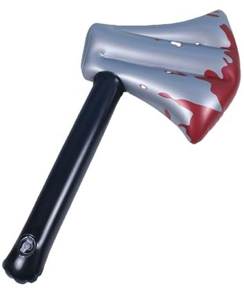 DVOFU Halloween Inflatable Bloody Axe PVC Bloody Props Perfect Fake Axe Vintage Realistic Toy Axe with Handle for Cosplay