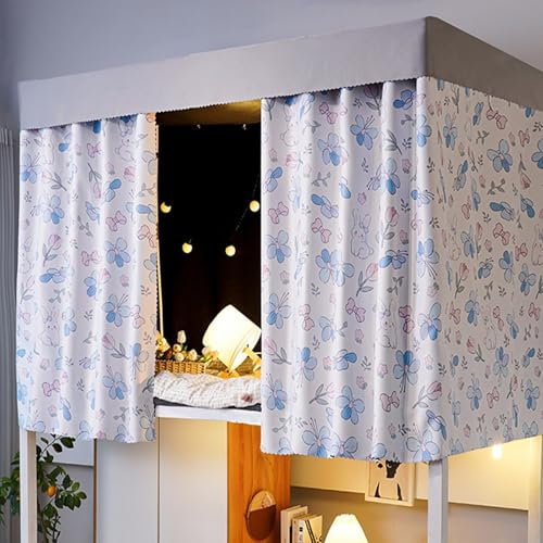 PYCJNFC Oberes Etagenbett-Baldachin, Personalschlafsaal, 2 m Lange Etagenbettvorhänge, verdickter Stoff, Verdunkelungsvorhänge für Hochbetten, seitlich öffnende Tür mit großem Raum (Vorhang * 3, 1,5