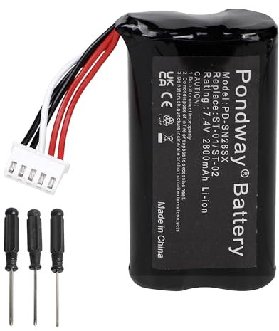 PONDWAY 2800mAh 7.4V Replacement Battery Compatible with Sony SRS-X3 SRS-XB2 SRS-XB20 ST-01 ST-02 Wireless Bluetooth Speaker Soundbox Music Box Radio Lithium Ion Battery Cells with Repair Tools