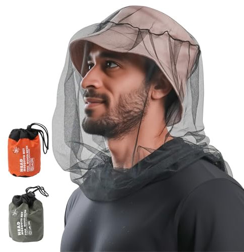 2 Pack Ultra großes Moskitonetz Kopf Mosquito net Head for Insects Insektenschutznetz, Passt auf alle Hüte Head net mit trafeinen Maschen für Camping Wandern Angeln Gartenarbeit Outdoor 99 x 66cm