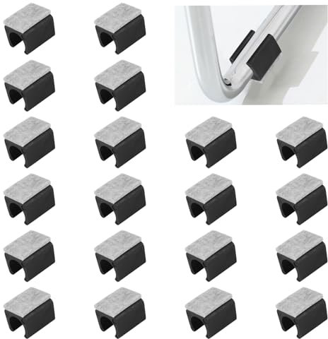 UFURMATE Cuscinetti per sedie, 20 pezzi, 15 mm, protezioni per pavimenti in plastica con feltro, a forma di U, antiscivolo, rettangolari, per gambe delle sedie (nero)
