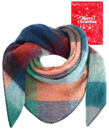 Voqeen Schal Damen Winter Dreieckstuch Lange Tartan Dreieck Schal Wrap Dicke Warme Damen Halstuch Weiche Stola Winterschal Decke Für Frauen