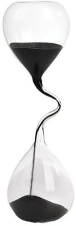 Sablier noir au design incurvé, montre de sable transparent antique décoratif pour la maison, le bureau, la décoration de bureau, cadeau d'anniversaire