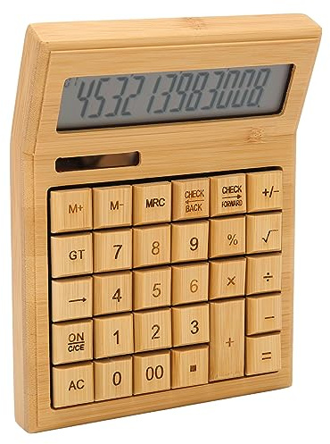 Ejoyous Solar Angetriebener Taschenrechner, Umweltfreundlicher Holz Großes 12 -Bit -LCD Bildschirm Multi Funktion mit 29 Schlüssel, für die Schule, Bürogebrauch