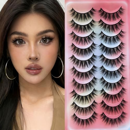 SIVZUMO 10 Paar Natürliche Wimpern Wispy Strip wimpern extensions, Lashes Natürlicher Look Falsche Wimpern ausgestellte Künstliche Wimpern Katzenaugenwimpern Weiche Cateye Eyeashes Fake - Stil 011