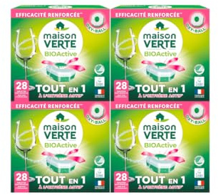 Maison Verte Lave-vaisselle BioActive Tablettes x28 - Lot de 4