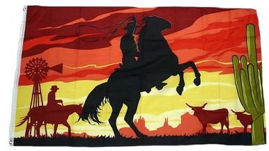 Flagge Fahne Cowboy mit Pferd 90 x 150 cm FLAGGENMAE®