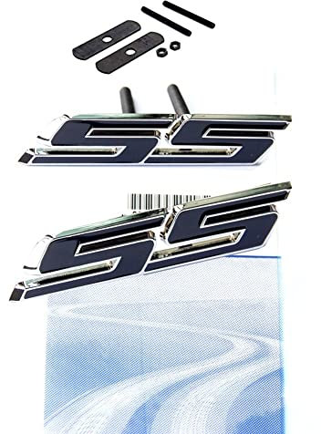 yoaoo-oem ® 1 x OEM SS Emblem Gitter + Aufkleber Badge 3D für Camaro Chevrolet GM Serie vorne Chrom schwarz