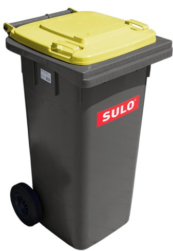 Sulo Conteneur à ordures MGB 120 L, PEHD recyclable, Gris/couvercle Jaune (22149)
