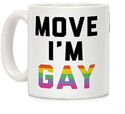 LookHUMAN Mug à café en céramique avec inscription « Move I'm Gay White » 274 ml