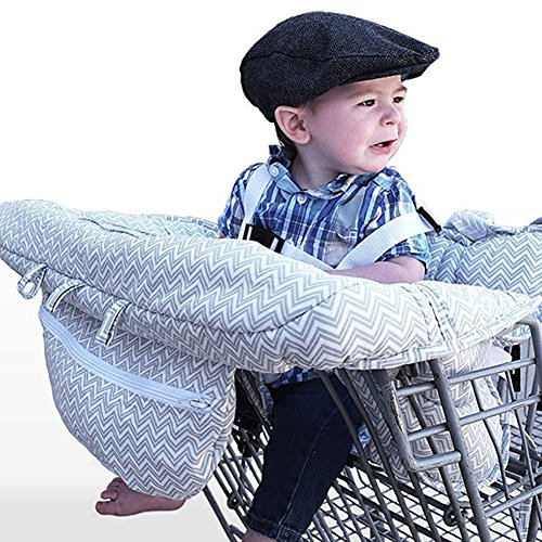 LeRan Baby Einkaufswagen Abdeckung Universal Kleinkind Hochstuhl und Warenkorb Kissen mit Tragetasche, waschbar Kinderwagen weicher Organisatoren, Kindersicherheit (grau)