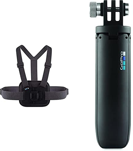 GoPro Chesty V2 Soporte De Alto Rendimiento para El Pecho (Accesorio Oficial ), Negro + Shorty Afttm-001 Vara De Extensión En Miniatura Y Trípode, Negro