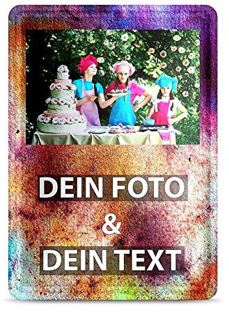 Blech-Schild mit Foto und Text selbst gestalten/Personalisierbar mit eigenem Bild als Metall-Poster / A6 (10x15cm) im Hochformat/Abstrakt 8