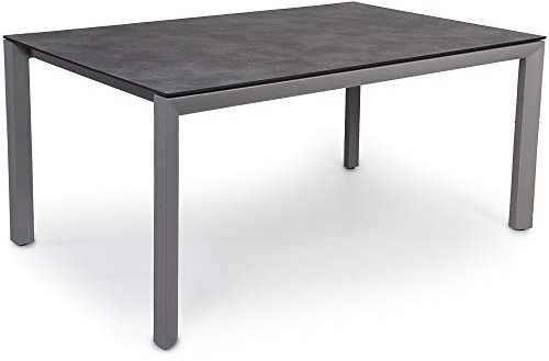 Ondis24 Gartentisch Greggia, Esstisch Aluminium/HPL, Balkontisch 160x95 cm, Terrassentisch 4-6 Personen, grau-anthrazit