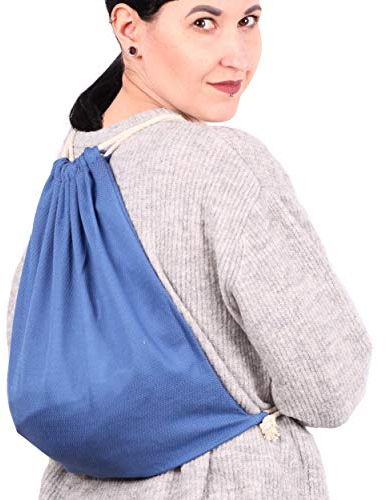 SCHMUSEWOLKE Hipster Bag Sac à dos Sac à dos | Avec deux cordons en coton | Tissu de transport de haute qualité | Coton bio | 38 x 35 cm, Rayé vert/bleu/jaune/noir