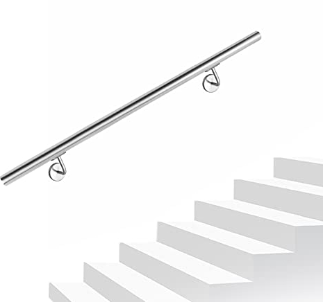 LZQ 120cm Handlauf Edelstahl Geländer Treppengeländer für Treppen Brüstung Balkon Innen & Außen mit Wandhaltern Halter
