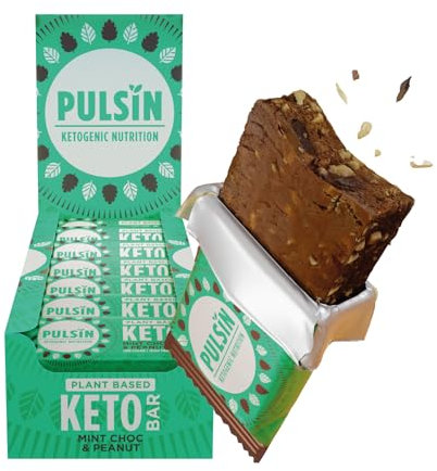 Pulsin - Plant Based Keto Protein Bars - Low Carb - 50g x18-12.7g Protein, 16.0g Fat, 8.5g Carbs - Gluten, Palm Oil and Dairy Free Snack Bar - Mint Choc