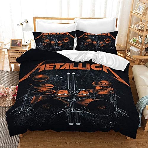 The Will of Rock Music Panel Multi Colour All Season Luxury Soft Duvet Cover Quilt Bedding Set with Pillowcase (200x200cm(Double),Rock 02)