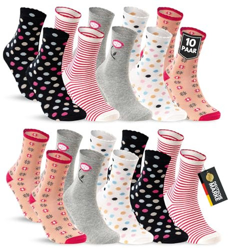 10 Paar Kinder Socken Jungen & Mädchen Baumwolle Kindersocken 54365 (23-26)