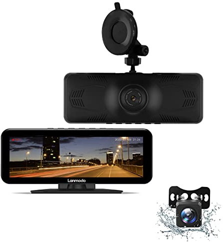 LANMODO Dashcam Auto Vorne Hinten Innen mit Hardwire kit (Nachtsichtkamera Vorne und Hinten)