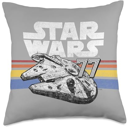Star Wars Millennium Falcon Grau Retro Stripes 77 Wurfkissen, 45,7 x 45,7 cm, mehrfarbig