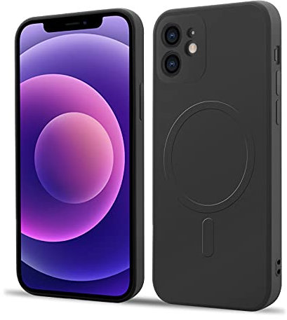 Supreme Coque magnétique pour iPhone 12 Pro compatible avec le chargement sans fil Magsafe en silicone - Protection intégrale antichoc avec doublure en microfibre - Noir (iPhone 12 Pro)