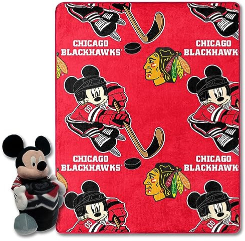 Northwest Unisex-Erwachsene NHL & Disney Hugger Pillow & Silk Touch Throw Set Kissen und Überwurfdecke, Micky Maus, 40 x 50