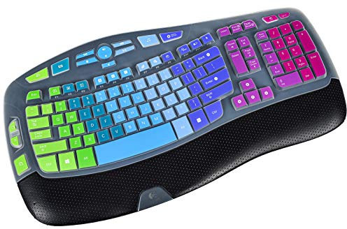 DAMMOMKO Keyboard Protector Compatible with Logitech K350, MK550, MK570 Wireless Keyboard, Rainbow Silicone, Waterproof, Dust-Proof, Dirt-Proof