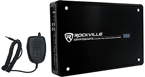 Rockville KRYPTON MF3 1600w Peak/400w RMS 4 Channel Marine Amplifier, Weather Resistant, Compact Design, High Power Output for Boats and Marine Audio Enthusiasts