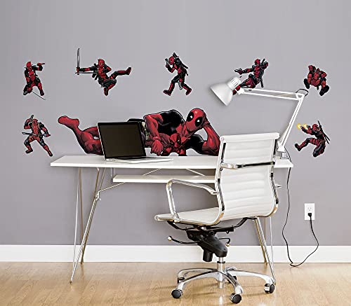 Marvel Wandtattoo von Komar - Deadpool Posing - 100 x 70 cm (Breite x Höhe) - 8 Teile - Deco-Sticker, Wandaufkleber, Wandsticker, Wanddeko, Kinderzimmer - 14741h
