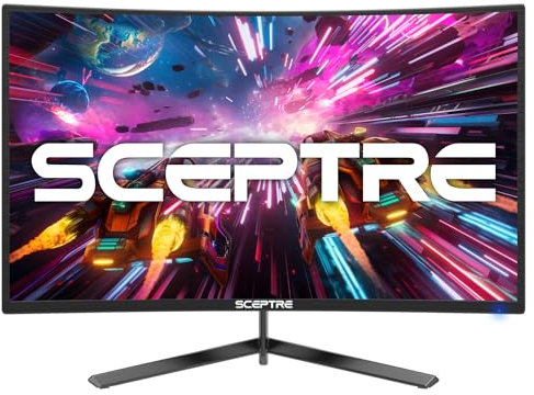 Sceptre 24-inch Curved Gaming Monitor 1080p up to 165Hz DisplayPort HDMI 99% sRGB, AMD FreeSync Build-in Speakers Machine Black (C248B-FWT168)