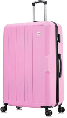 FLYMAX 24 Moyenne Valise Super légère 4 Roues Spinner Coque Rigide ABS soute à Bagages Enregistrement dans la Valise de Voyage 65 litres Rose
