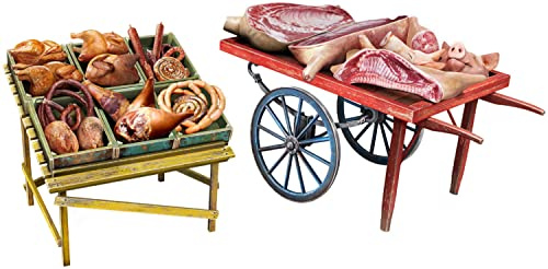 MiniArt 35649 1:35 Fleischer-Produkte mit Karren - Modellbau, Plastik Bausatz, Basteln, Hobby, Kleben, Modellbausatz, Zusammenbauen, unlackiert, Geformte Farbe