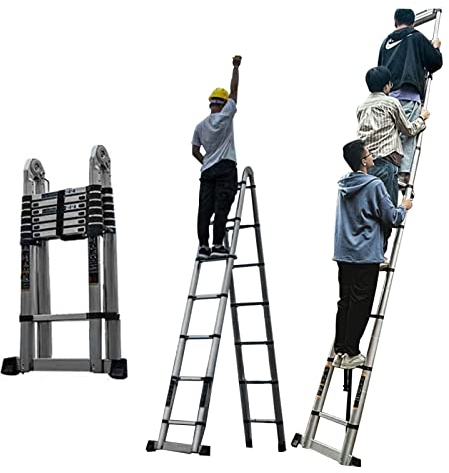 LJHU Teleskopleiter Teleskopleiter mit Verstellbaren Stufen, Klappbare, Stabile Trittleitern Aus Aluminium für Hochspannungsanlagen/Dächer, 15,7 Fuß/21,1 Fuß/23,6 Fuß/26,2 Fuß (Size : 8m/26.2ft)