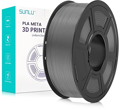 SUNLU High Speed PLA Meta Filament, 1kg PLA 3D Druckerfilament 1,75mm, Robusteres 3D Druckfilament, Maßgenauigkeit +/- 0,02mm, Kompatibel mit 3D FDM Druckern, 1kg Spule(2.2Pfund), Grau