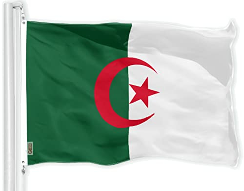 G128 Algerien-Flagge | 90 x 150 cm | LiteWeave Pro Serie bedruckt 150D Polyester | Länderflagge, für drinnen und draußen, lebendige Farben, Messingösen, dicker und langlebiger als 100D 75D Polyester